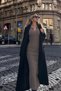 Taupe Side Slit Polo Neck Women's Knit Dress Mg1480 - 3