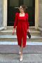 Red Watermelon Sleeve Square Collar Pencil Dress MG2046 - 3