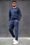 Navy Blue Printed Men's Tracksuit 4679