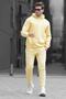 Yellow Hooded Basic Tracksuit Set 5905 - 2