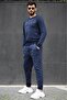 Navy Blue Printed Men's Tracksuit 4679 - 2