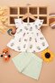 Baby Girl Daisy Printed Shoulder Ruffle 6-9-12-18-24 Months Suit - 2