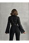 Black Sequin Sparkling Crop Blouse - 3