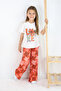 🌸   Girls'''Love Yourself'' Printed T-Shirt and Geometric Ethnic Pattern Wide Leg Pants Set - 4