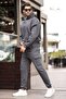 Charcoal Men's Hooded Elastic-Hem Tracksuit Set 5957