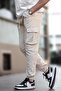 Ecru Slim Fit Cargo Pocket Men's Trousers 5447 - 2