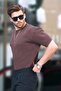 Brown Crew Neck Short Sleeve Knitwear Men's T-Shirt 6899 - 2