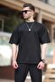 Black Oversize Ripped Detailed Cotton T-Shirt 7032 - 2
