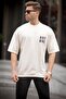 Ecru Oversize T-Shirt with Pocket Detail 7008 - 3