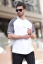 White Crew Neck Embroidered Detailed Short Sleeve Men's T-Shirt 7013