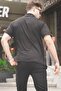 Black Zipper Collar Men's T-Shirt 5858 - 2