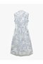 Cotton Ethnic Patterned Buttoned Embroidered Detail Sleeveless Midi Shirt Dress - 4