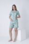 Front Buttoned Shirt Collar Printed Short Sleeve Woven Fabric Maternity and Maternity Shorts Pajama Set
