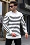 Bone Striped Crew Neck Knitwear Sweater 5992 - 4