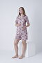 Front Buttoned Shirt Collar Printed Short Sleeve Woven Fabric Maternity and Maternity Shorts Pajama Set - 2