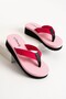 Kaila Women's Pink Platform Wedge Heel 4.5cm Fabric Flip Flops Summer Pool Beach Slippers - 2
