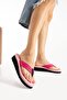 Kaila Women's Pink Platform Wedge Heel 4.5 cm Fabric Flip Flops Summer Pool Beach Slippers - 4