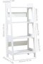 4 Tier Waterproof White Ladder Shelf Bookcase Display Unit - 4