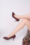Genuine Leather Claret Red Women's Heeled Leather Shoes Shn-0224 - 2