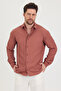 Men's Slim Fit Slim Fit Long Sleeve Shirt with Self-Stripe Detail