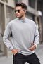 Painted Gray Half Turtleneck Men's Sweatshirt 5329