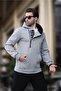 Gray Zipper Detailed Hooded Sweatshirt 1767 - 2
