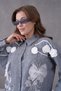 Women's Front Embroidered Rose Floral and Stone-Embellished Ribbon Detail Linen Shirt and Trousers Top and Bottom Set - 4