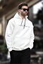 Ecru Hooded Embroidery Detailed Men's Sweatshirt with Pockets 7066 - 3
