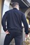 Black Zipper Collar Embroidered Sweatshirt 6026 - 2