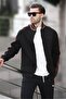 Men's Cardigan 7081 - Black, Half Turtleneck, Zippered and Printed
