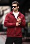 Burgundy Hooded Zippered Men's Cardigan 7070 - 3