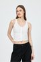 Ecru U Neck Gathered Buttoned Undershirt 13298