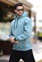 Men's Blue Hooded Pocket Detailed Embroidered Sweatshirt 7054 - 3