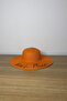 Orange Wide Brim Straw Hat - Women's Summer Beach and Sun - 2