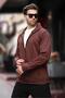 Bitter Brown Hooded Zippered Men's Cardigan 7070 - 2