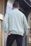 سويت شيرت أخضر نعناعي بياقة سحاب ومطرز 6026 - 2