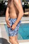 Men's Quick Dry Pocket Patterned Swim Shorts-25114 - 2