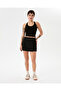 Black Side Lace-Up, Zippered, Organic Cotton Wrap Shorts Skirt - 7