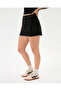 Black Side Lace-Up, Zippered, Organic Cotton Wrap Shorts Skirt - 6