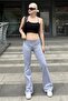 Grimelanj Beli Ribbed High Waist Spanish Leggings Mg2096 - 2