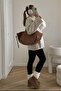 Ecru Crew Neck Knitted Knitwear Sweater MG2009 - 7