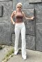 Ecru High Waist Ribbed Spanish Leggings Mg2096 - 5