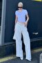 Ecru Belt Detailed Wide Leg Trousers Mg1834 - 5