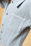 Boy's Shirt Shorts Muslin Summer Two-Piece Set Blue - 4