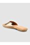 100% Genuine Leather Gold Color Women's Slippers - 5