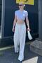 Ecru Belt Detailed Wide Leg Trousers Mg1834 - 2