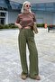 Khaki Waisted Drawstring Loose Leg Women's Pants MG2011 - 5