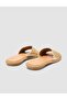 100% Genuine Leather Gold Color Women's Slippers - 3