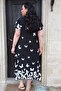 Large Size Black and White Butterfly Pattern Comfortable Flexible Lycra Cotton 4 Season Short Sleeve Stylish Dress - 5