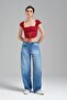 Women's Lace Detailed Woven Fabric Design Crop Blouse - 4